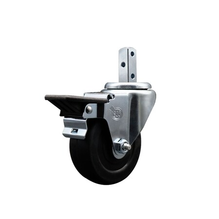 Service Caster 3.5'' Soft Rubber Wheel Swivel 3/4'' Square Stem Caster with Brake SCC-SQ20S3514-SRS-PLB-34